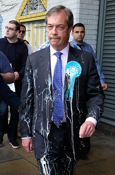 Farage was also milkshaked in 2019