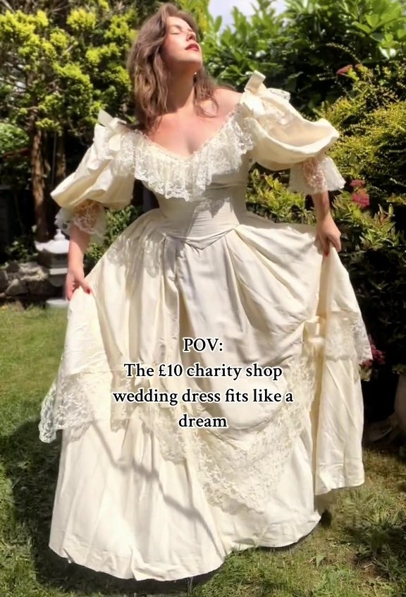 Ellie couldn’t believe it when she spotted this stunning wedding dress in a charity shop