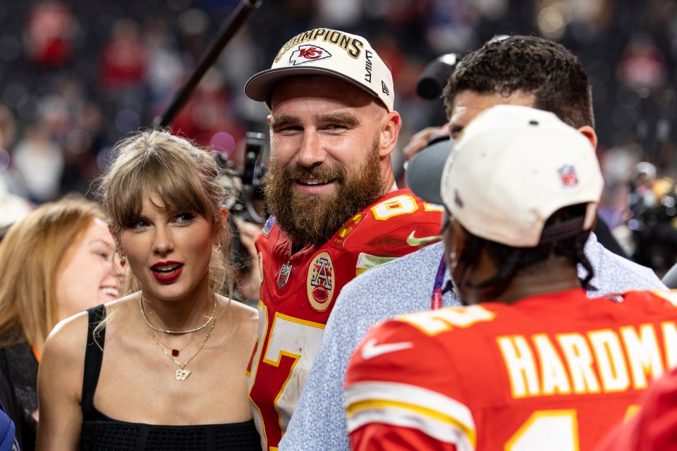 Travis and Taylor after a Kansan Chiefs game in February