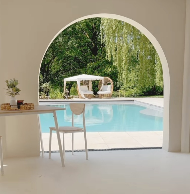 Stacey Solomon's pool house is a neutral dream