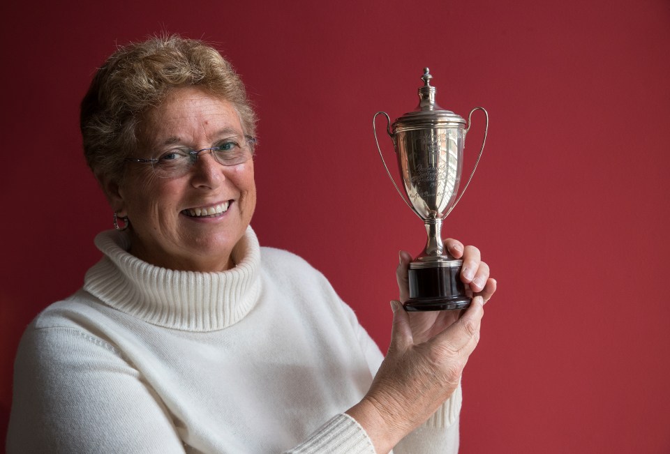 Me & My Medals. Jo Durie proudly holds her prized possession. Her 1987 trophy for winning mixed doubles at Wimbledon with Jeremy Bates Photograph By Marc Aspland The Times