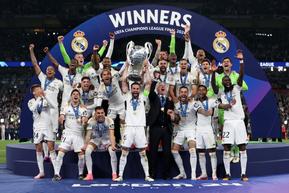 Real Madrid celebrate their 15th Champions League title win