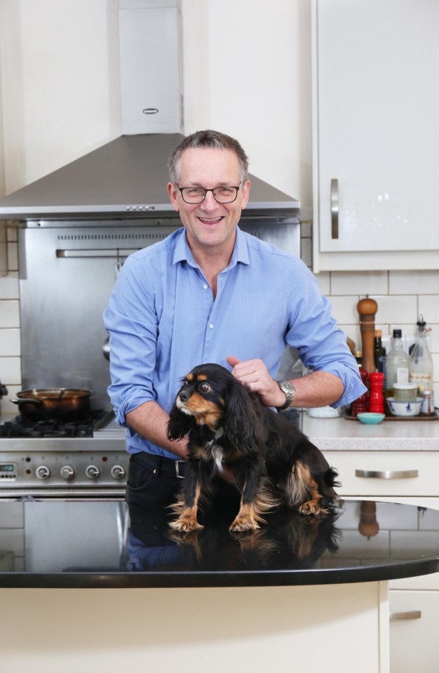 09/01/19. Home: Dr Michael Mosley and Tari the King Charles spaniel photographed in the kitchen of his home in Beaconsfield, Bucks, for Time and Space feature. Picture: John Lawrence 07850 429934