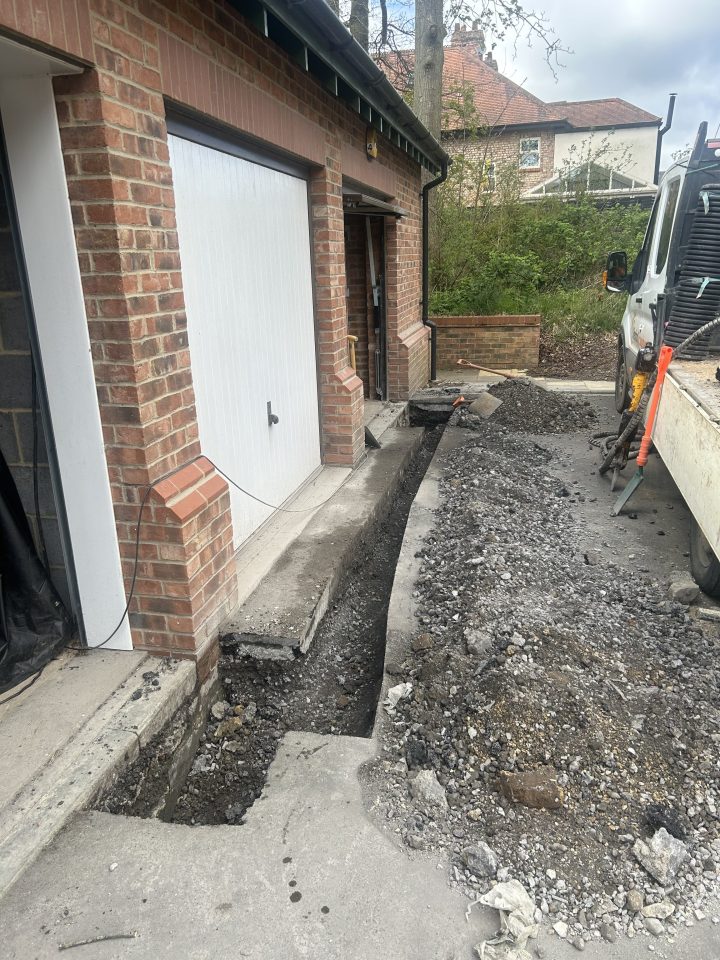 Margaret's garage after workers from Bellway discovered the wrongly-laid wiring