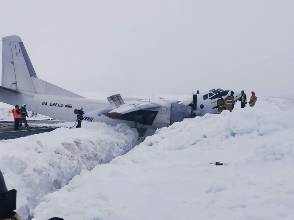 Miracle survival for 41 on board of An-26 aircraft, as it fell apart at crash Arctic landing. Plane’s commander, co-pilot and passenger were injured as the plane broke into two pieces at the ‘end-of-the-world’ Utrenniy airport