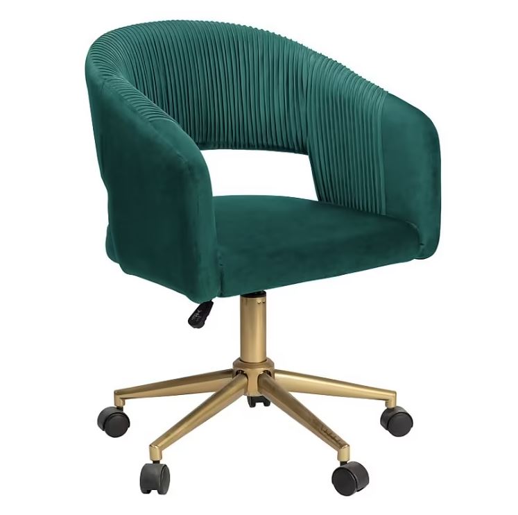 The gorgeous emerald green Georgette Pleated Office Chair is marked up at £45 instead of £150