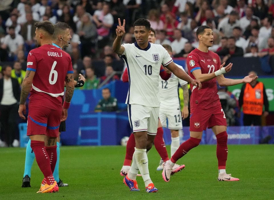 Bellingham at the Veltins Arena during England's first Euro 2024 match