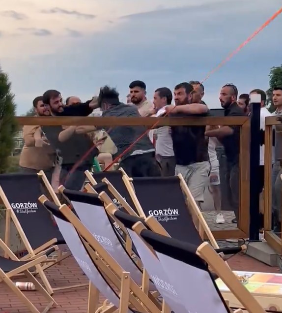 A brawl broke out at a fan zone in Poland