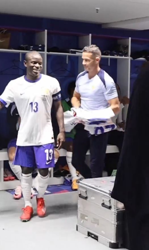 N'Golo Kante was given a hero's welcome by his France team-mates