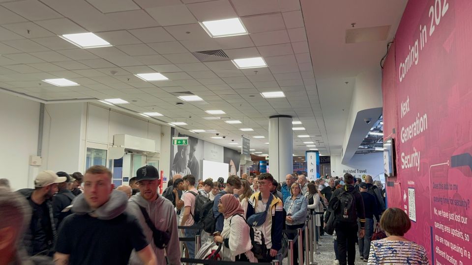 A queue at Birmingham Airport on June 19