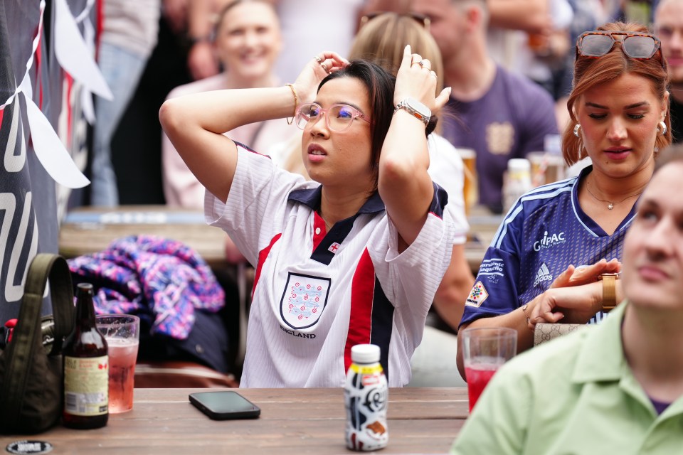 Nervy England fans at the The Distillery in Birmingham