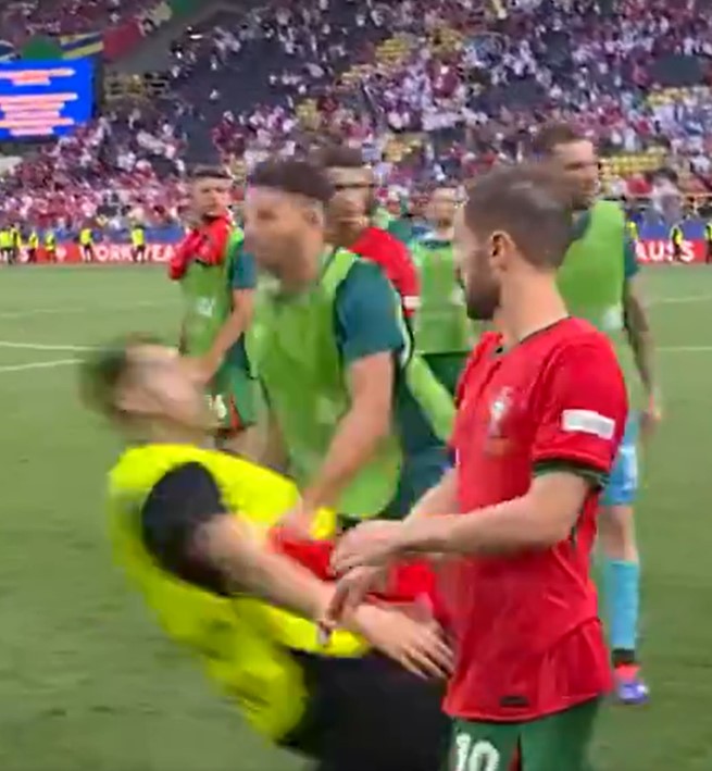 Portugal players couldn't believe it as Goncalo Ramos was downed