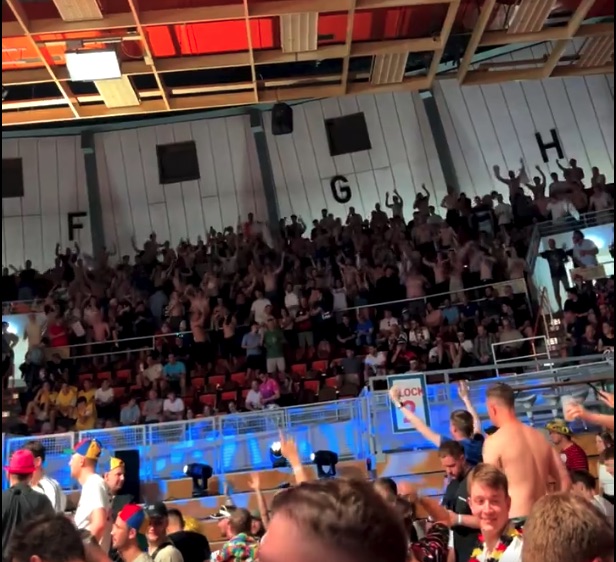 A large group of darts-loving England fans enjoyed Scotland's exit