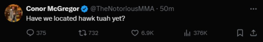 a screenshot of a tweet by conor mcgregor