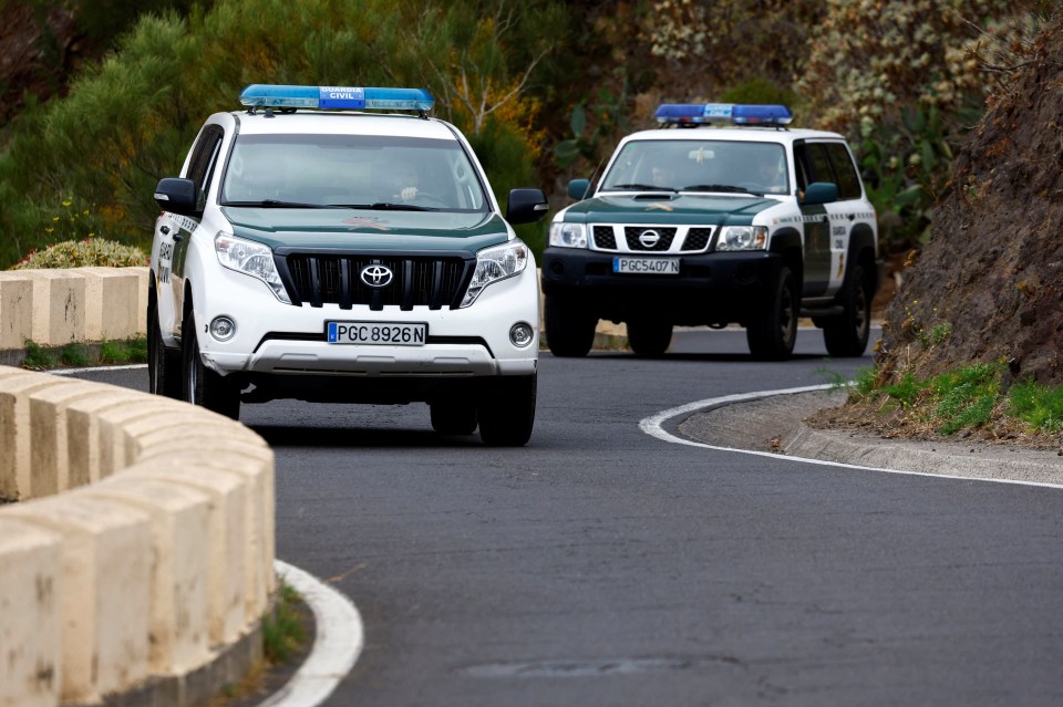 Tenerife cops drive through the mountains during their search today