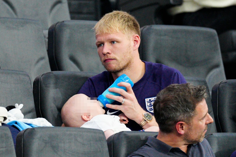 Aaron Ramsdale was on daddy duty with his son Ronnie