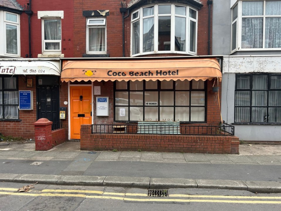 Coco Beach Hotel, in Blackpool. A man stayed in the cheapest hotel in the UK for £16 a night. George Redfern, 21, spent the night in Coco Beach Hotel, in Blackpool on June 14, 2024. The hotel has a two star rating on Booking.com and for £16 a night it is the cheapest hotel in the UK. George booked a room at Coco Beach Hotel in Blackpool after searching for the UK's cheapest hotel.