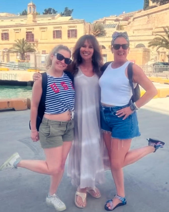 Lorraine Stanley posed with friends in Malta