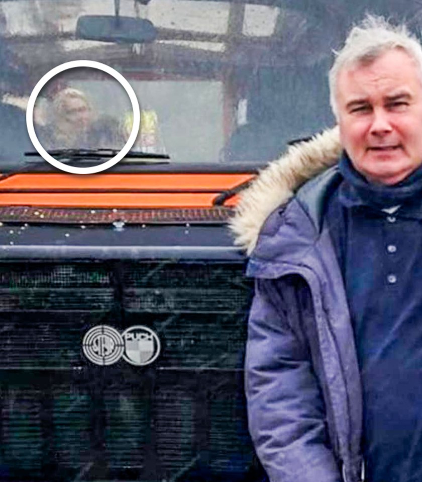 Eamonn seen at safari park with a female friend, circled, seen through the window of a car