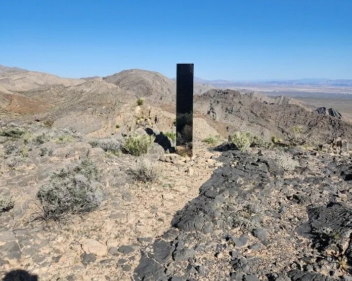 The tall slab of metal was found by search and rescue teams overlooking the rocky hills of Gass Peak