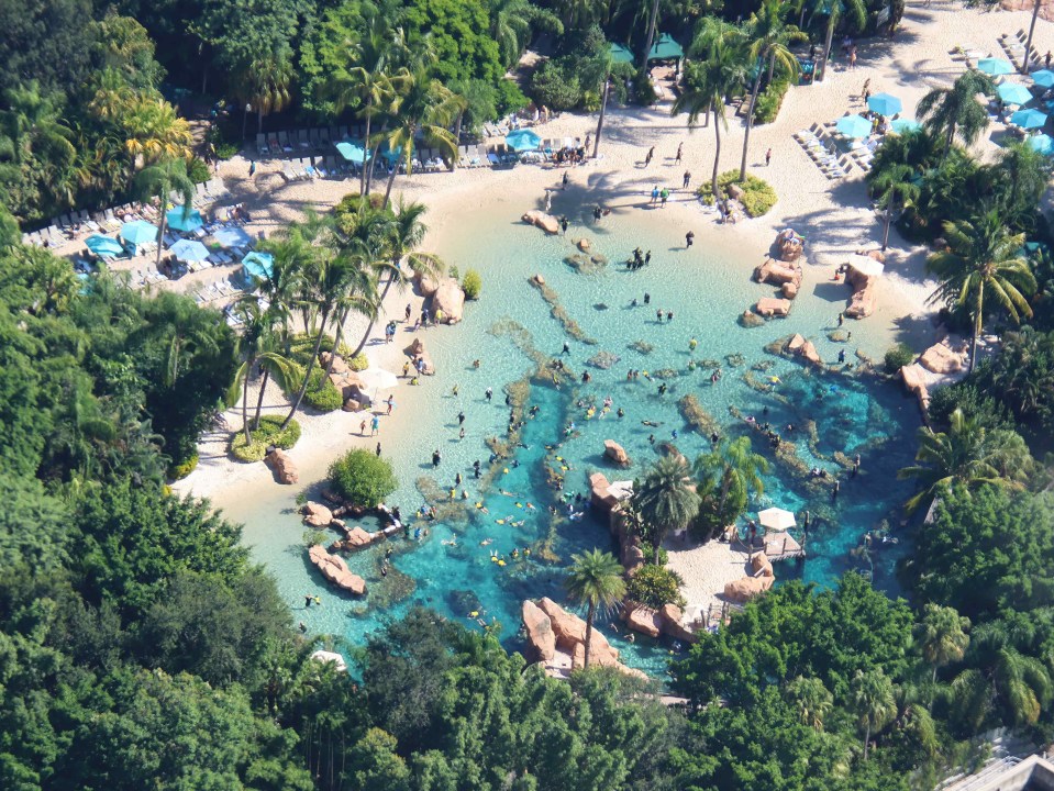 Aerial shot of the ‘Discovery Cove’ park in Orlando, Florida