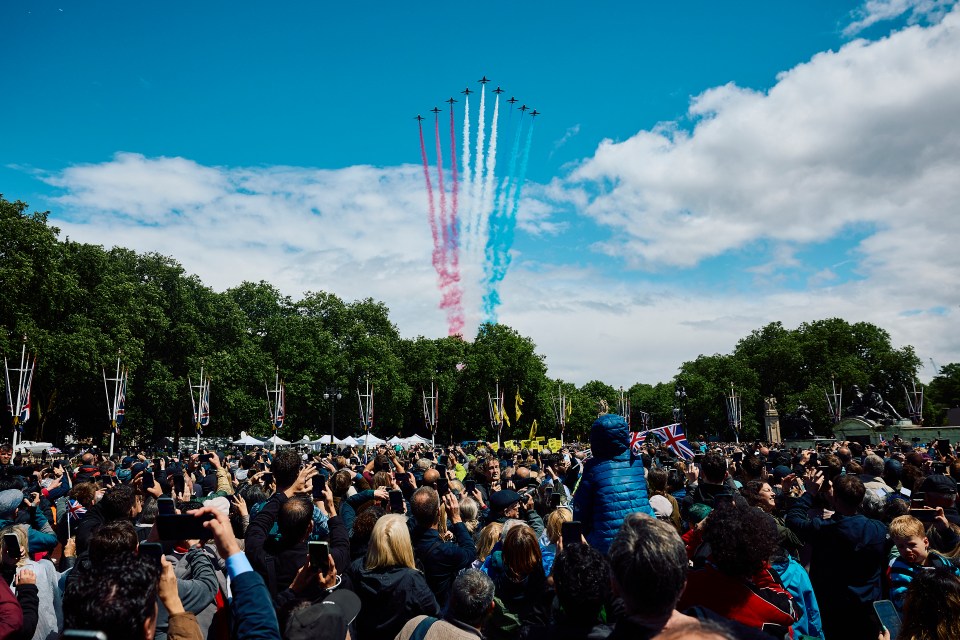 The RAF Red Arrows turned heads during their flyover