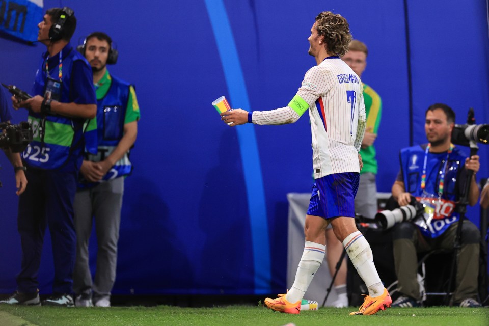 The Frenchman was also forced to remove cups from the pitch