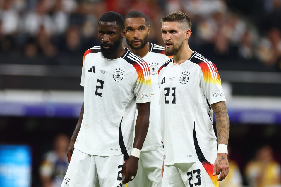 Antonio Rudiger, Robert Andrich and Jonathan Tah show German frustration before they were rescued at the death