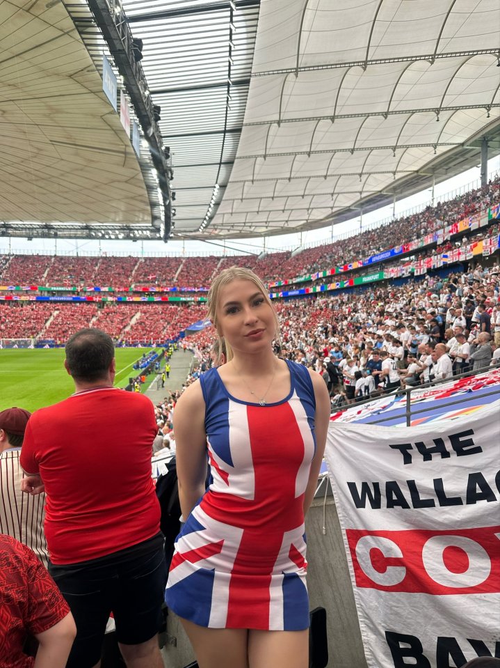 Astrid Wett was decked out in a Union Jack dress for England's match