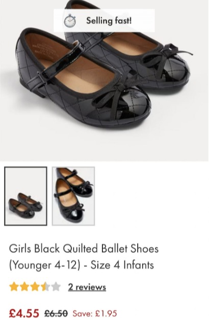 These black quilted ballet shoes are in the sake for £4.55