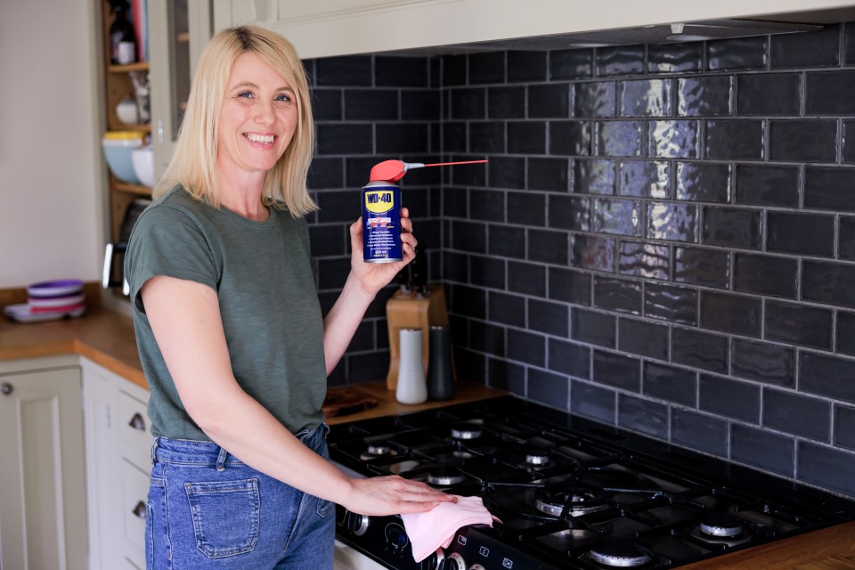 WD-40 is also flammable and shouldn't be used around food preparation areas