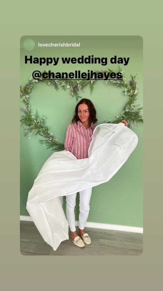 Chanelle has kept her wedding dress under wraps, but her pal shared a snap of her partying in the gown