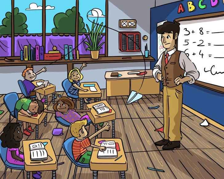 Can you spot the missing glasses in this classroom?