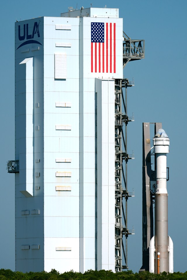 Boeing’s Starliner capsule on the launch pad at Space Launch Complex 41 on Thursday