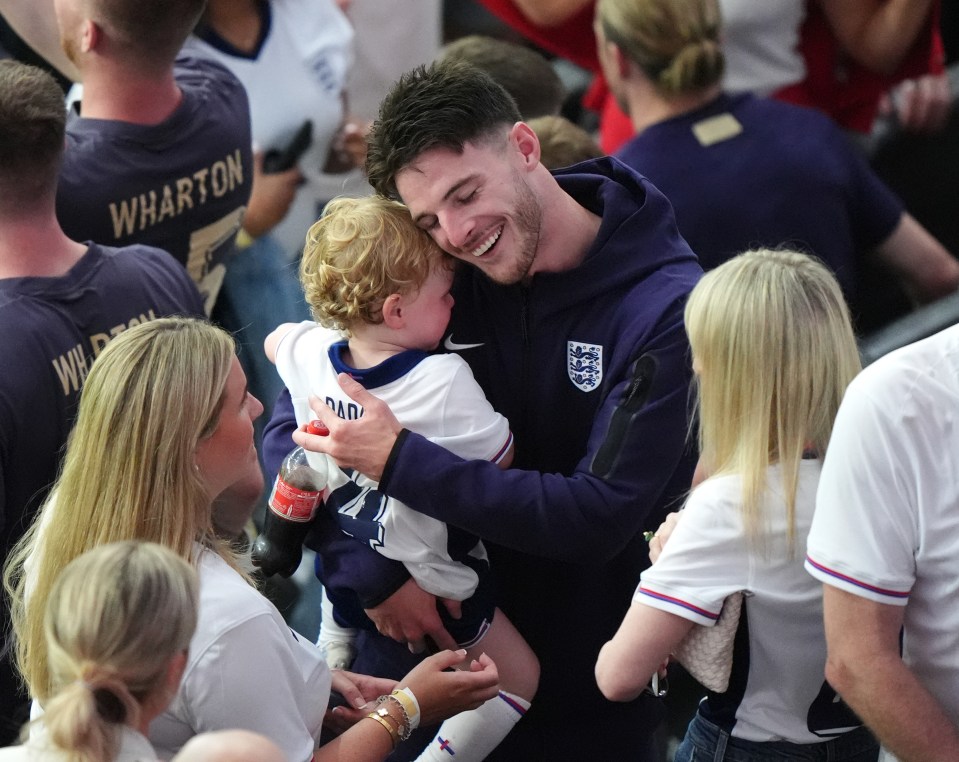 And Declan Rice was delighted as he hugged his son Jude