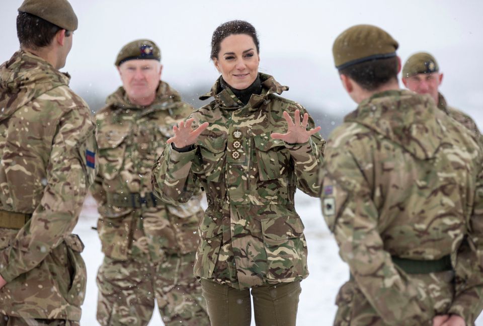 Kate during her first visit to the 1st Battalion Irish Guards