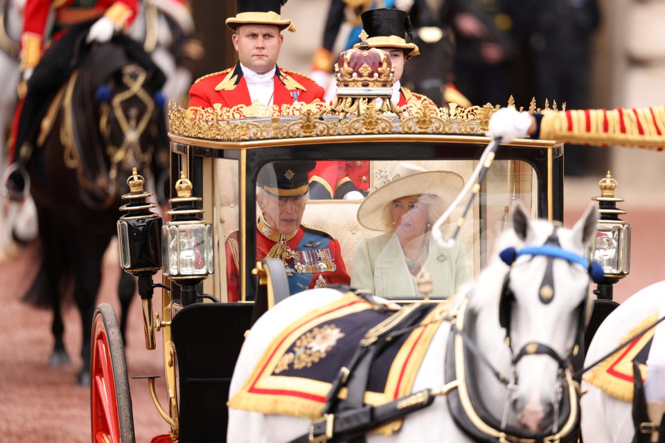 King Charles and Queen Camilla arrive at Trooping the Colour