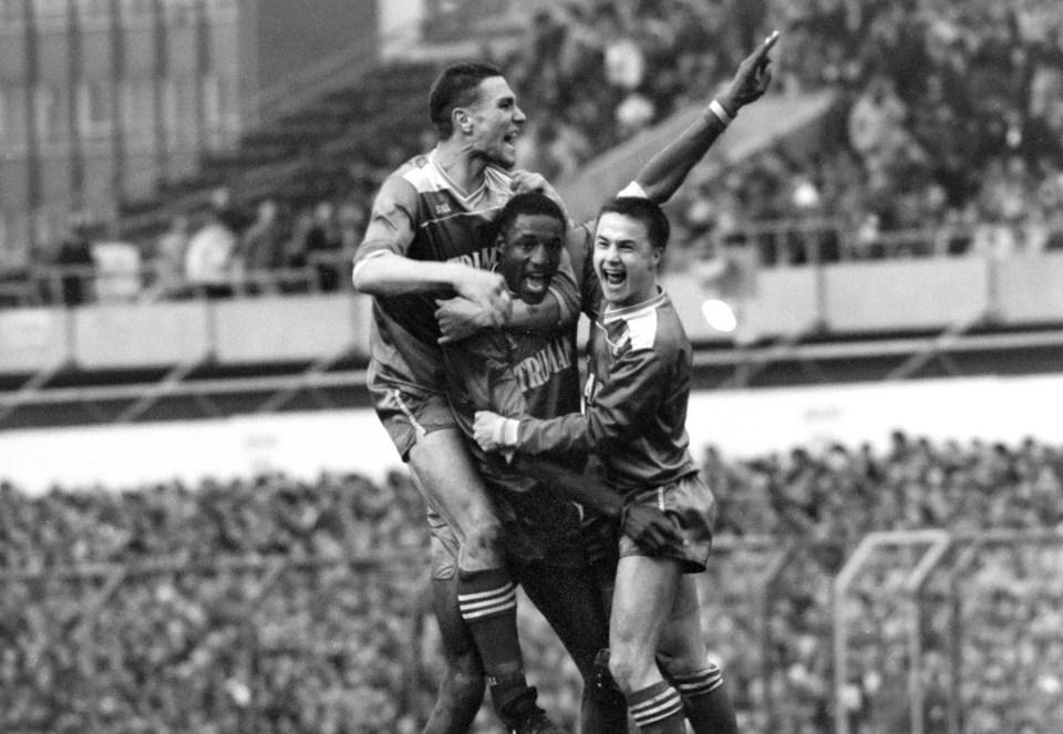 Vinnie with teammates John Fashanu and Dennis Wise - who will also feature in the doc