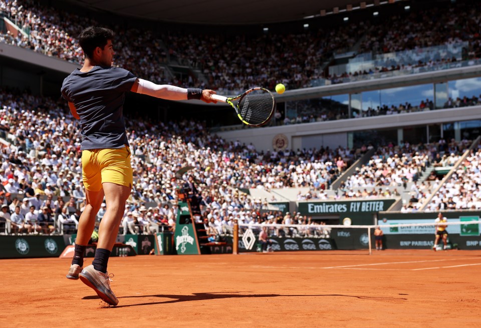 Alcaraz enjoyed letting rip with his epic forehand