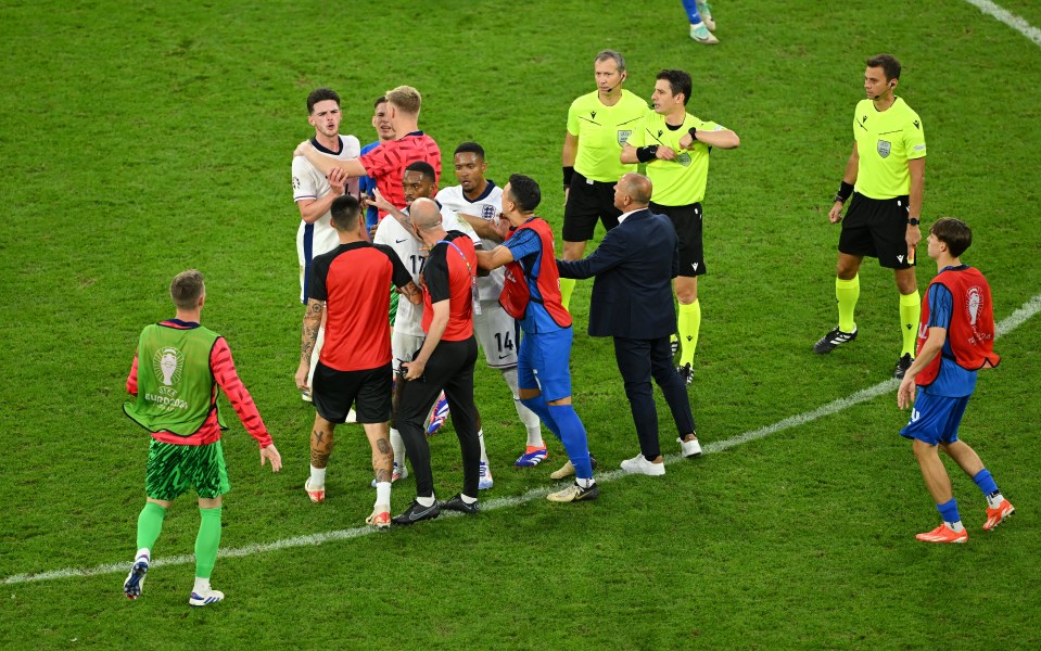 Rice was involved in a heated altercation with Slovakia boss Francesco Calzona