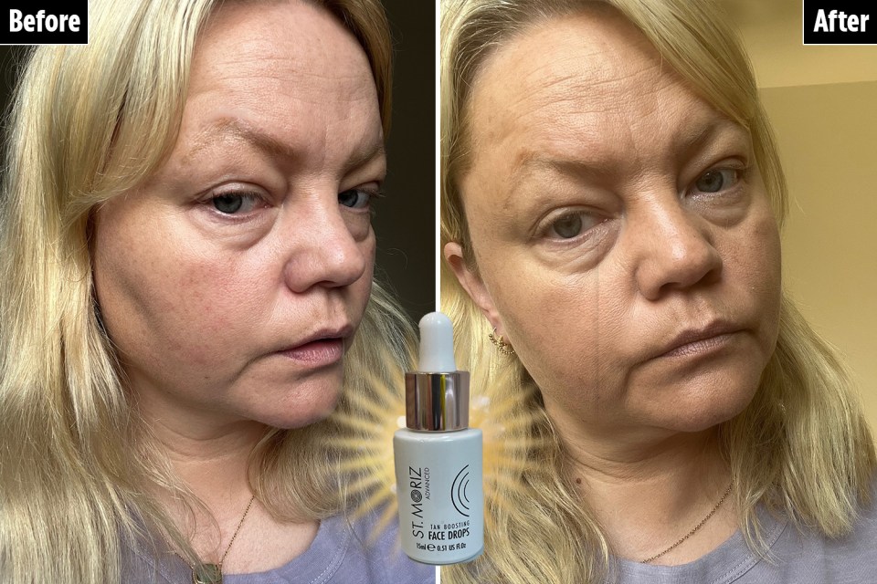 St. Moriz tan face drops (before and after)