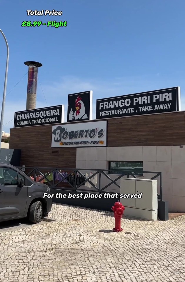 Callum went to Frango Piri Piri in Albufeira, Portugal, where he got half a chicken for £3.45