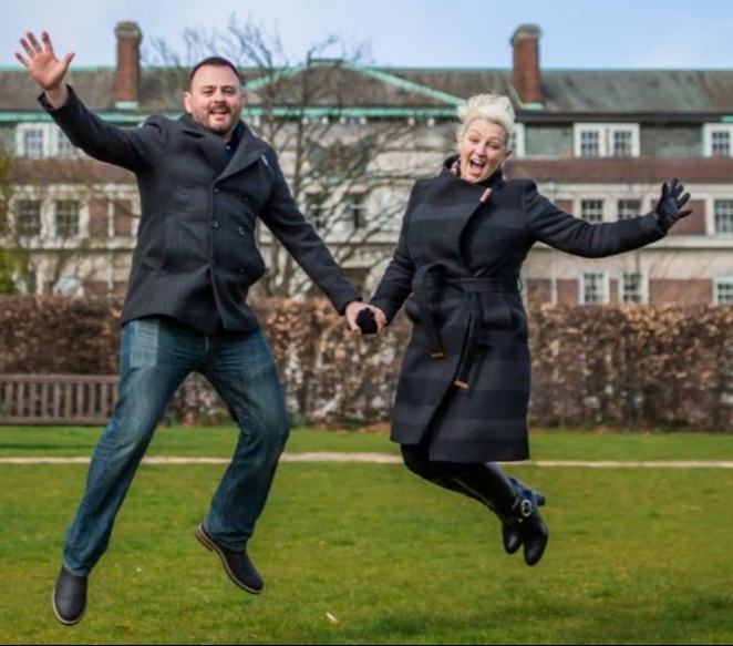 Kirk and Laura celebrating before their split