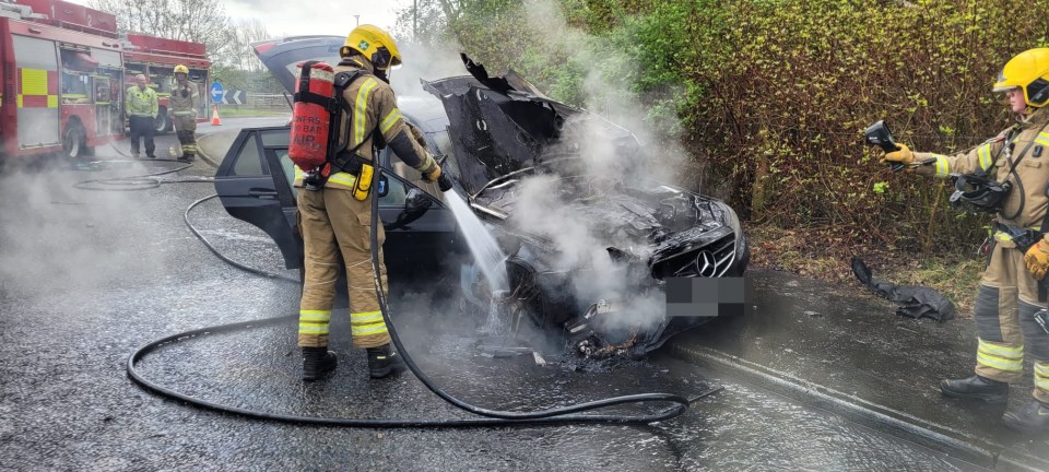 Two fire crews attended the blaze just off the A1