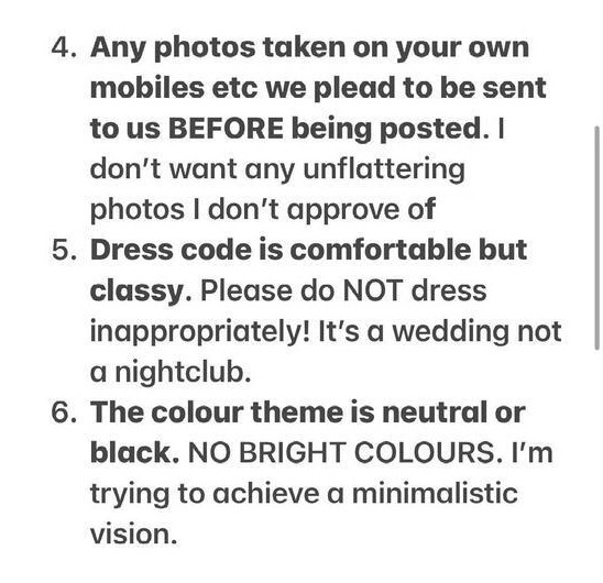 She shared how only neutral colours or black outfits were allowed