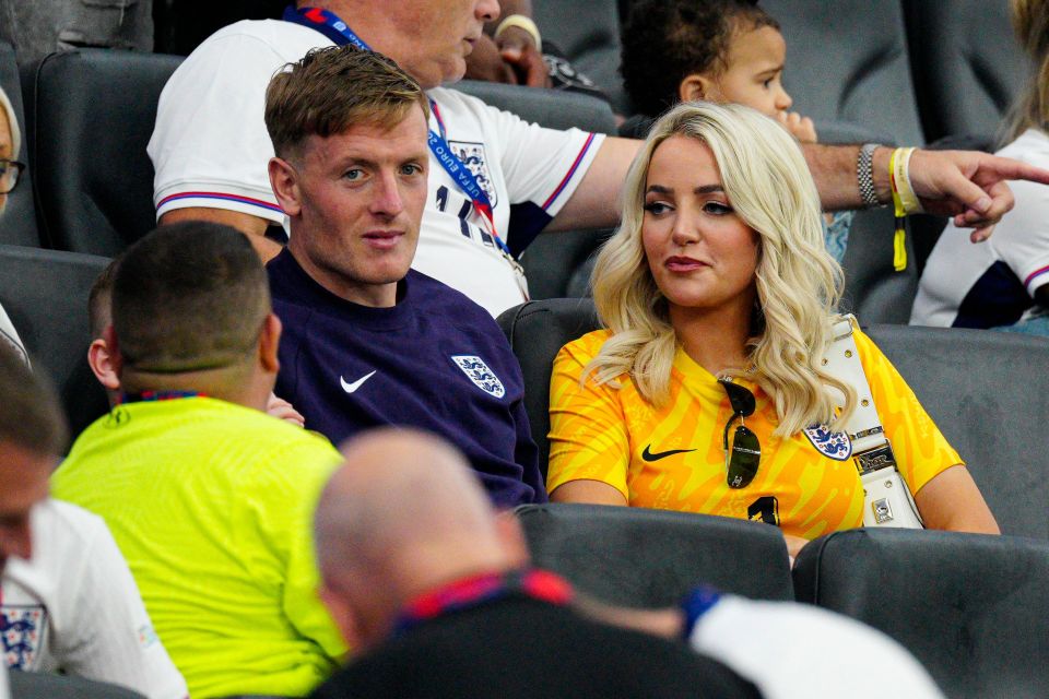 And Jordan Pickford was seen with his wife Megan