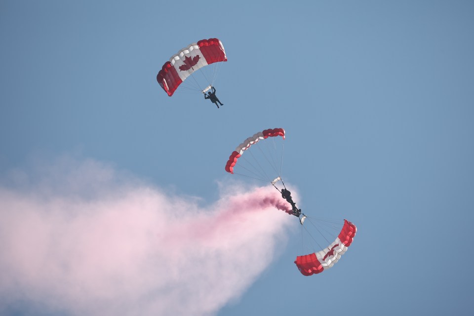 Canadian paratroopers performed at the beach service