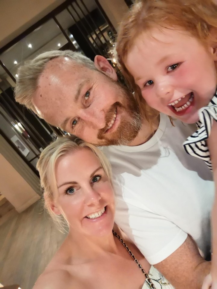 Cameron O’Connor, 43, died four months after the operation. He is pictured with his wife, Jo, 47, and daughter, Ava, nine