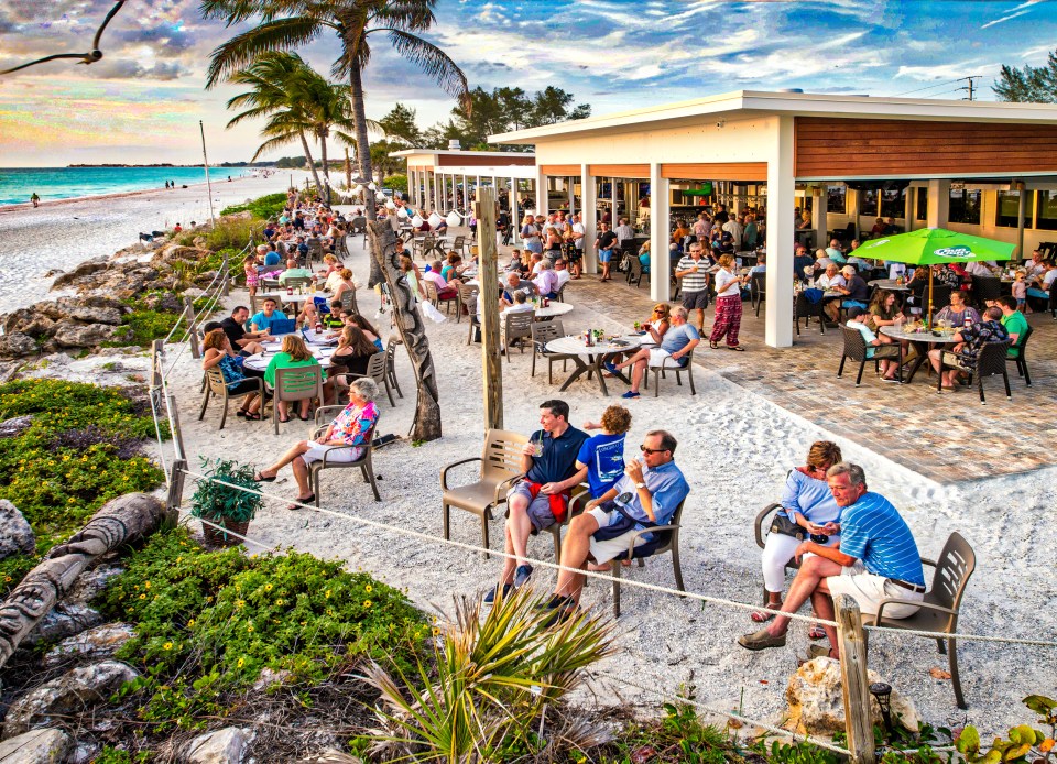 The Beach House Waterfront Restaurant, Anna Maria Island has a buzzy atmosphere where you can enjoy beautiful sunsets