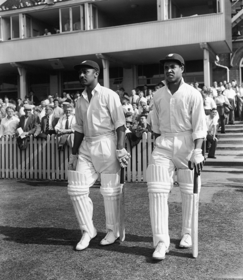 West Indies legend Garfield Sobers (R) became the first man to strike six sixes in a single over